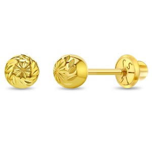Girls' Diamond Cut Ball Screw Back 14k Gold Earrings - In Season Jewelry - 1 of 4