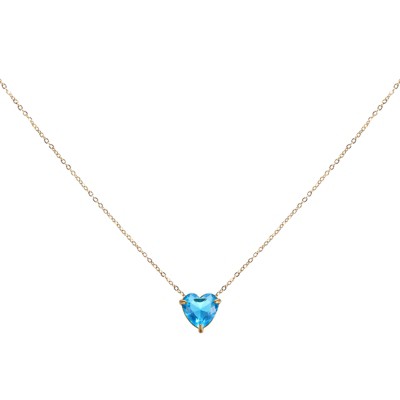 Unique Bargains Women's Birthstone Cubic Zirconia 18K Gold Plated Heart Necklace 17.7"
