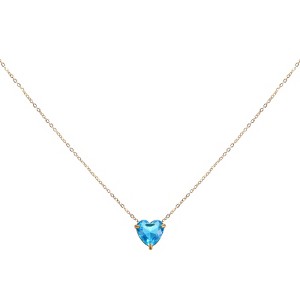 Unique Bargains Women's Birthstone Cubic Zirconia 18K Gold Plated Heart Necklace 17.7" - 1 of 4