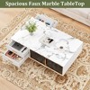 Coffee Table for Living Room, Faux Marble Coffee Table with 4 Drawers and Glass Doors Storage, Modern Aesthetic Fluted Panel Design - 4 of 4