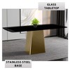 LeisureMod Quinix Modern Rectangular Dining Table for 4 to 8 People with Glass/Sintered Stone Top and Gold Stainless Steel Base - 4 of 4