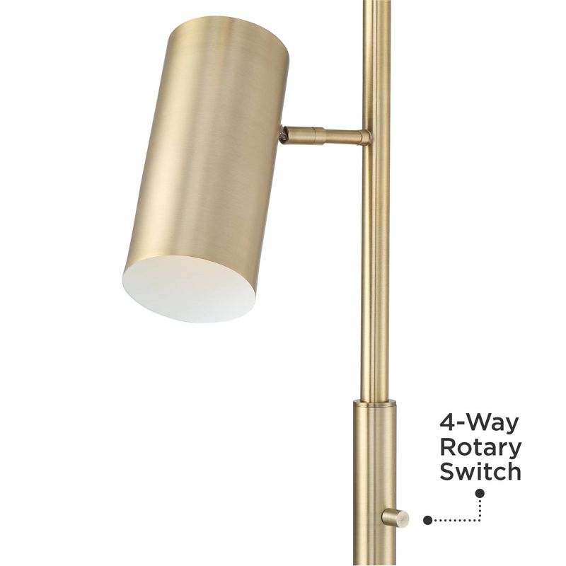 Possini Euro Design Canasta Trac Modern Tree Floor Lamp 67" Tall Satin Brass 3-Light Adjustable Metal Shade for Living Room Reading Bedroom Office, 3 of 10