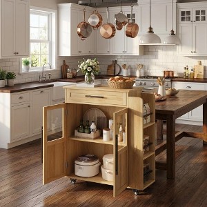 COZONY Mobile Kitchen Island Cart with Wheels, Storage Cabinet