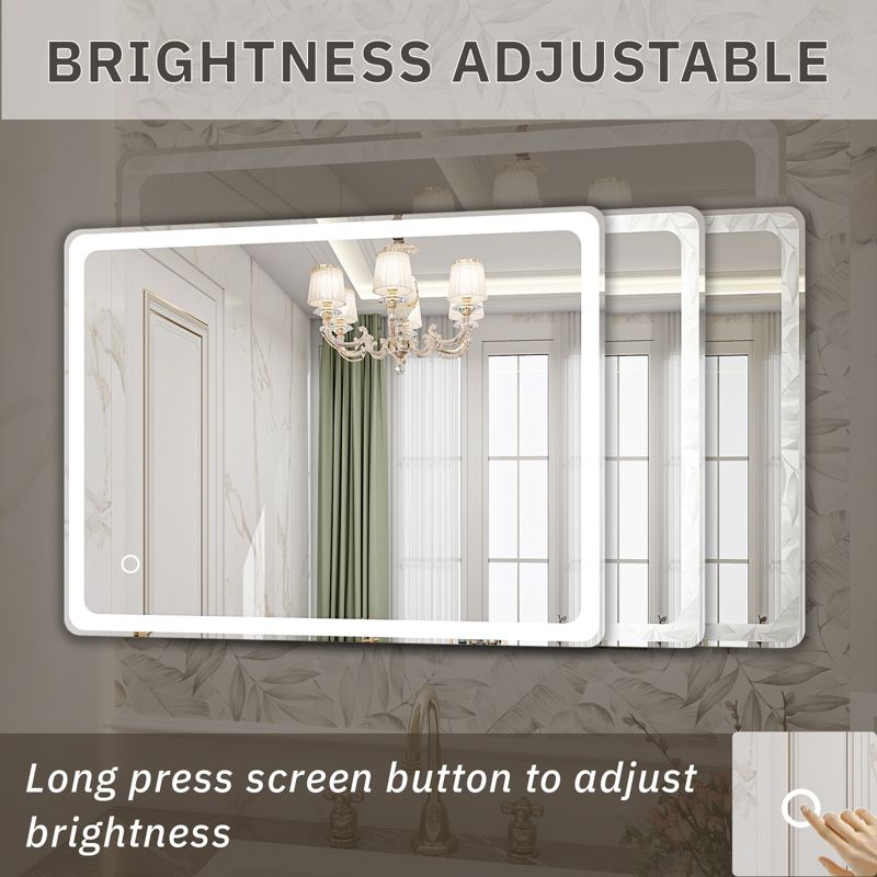 Emma LED Bathroom Mirror Rectangular Dimmable Waterproof Smart Touch Button Makeup Mirror with Lights Vertical & Horizontal-The Pop Home, 5 of 8