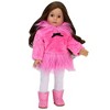 Sophia’s Fleece Coat, Solid White Leggings, and Sequin Ewe Boots for 18” Dolls, Hot Pink - 2 of 4