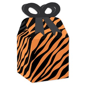 Big Dot of Happiness Tiger Print - Square Favor Gift Boxes - Jungle Party Bow Boxes - Set of 12 - 1 of 4