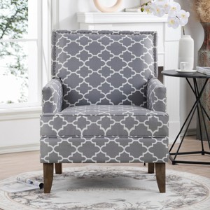 Upholstered Accent Chair with Pocket Spring Seat and Nailhead Trim for Living Room or Bedroom-The Pop Home - 1 of 4