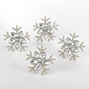 Saro Lifestyle Snowflake Design Napkin Ring, Silver (Set of 4) - 1 of 4