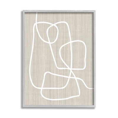 Stupell Industries Linen and Lines Abstract Framed Giclee Art