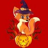 Men's Design By Humans Cute Witch Fox With Jack O Lantern Halloween Shirt By thebeardstudio T-Shirt - 2 of 4