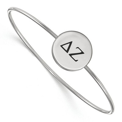 Black Bow Jewelry Sterling Silver Delta Zeta Greek Life Bangle Bracelet 6 Inch