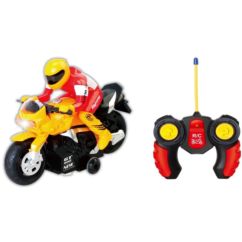 Link Ready! Set! Go! Remote Control Motorcycle Bike With Sound & Lights, RC Toy for Kids - Yellow, 1 of 5