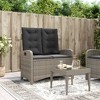vidaXL Reclining Patio Bench with Cushions Outdoor Furniture Gray Poly Rattan - 2 of 4