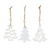 Decorative Wood Christmas Tree Ornament White Finish 3 inch – 9 Pieces by Melrose - 3 of 4