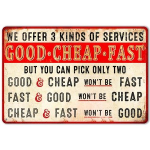 Work Shop Metal Sign Funny Garage Tin Signs Tire Shop Sign Good Cheap Fast Sign Retro Office Metal Signs - 1 of 4