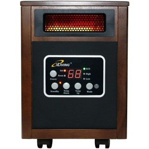 iLIVING Infrared Portable Space Heater with Dual Heating System, 1500W, Wooden Cabinet, Fan Forced, Dark Walnut - 1 of 4
