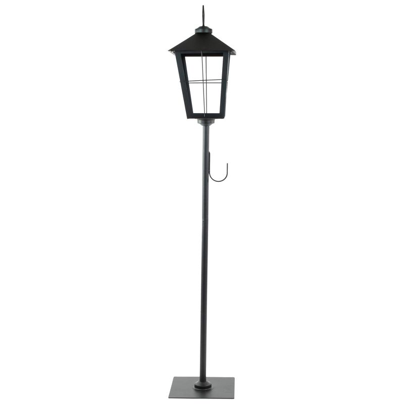 Northlight 43.75" Matte Black Candle Lantern with Wreath Holder, 4 of 6