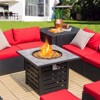 Tangkula 32”Propane Fire Pit Table Square Tabletop Auto-Ignition W/ Rain Cover Lava Rocks - 2 of 4