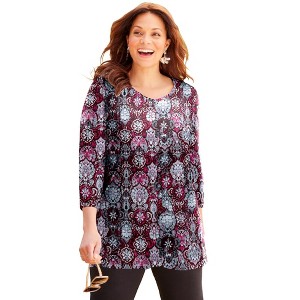 Catherines Suprema 3/4 Sleeve V-Neck Tee - 1 of 4