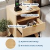 Modern Fluted Night Stand, Wood Nightstand with USB Ports and Outlets, 2 Drawers and Open Shelf, Bedside Table End Table with Solid Wood Feet. - 4 of 4