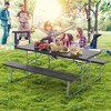Tangkula Folding Picnic Table w/ 2 Benches 6 FT Camping Table Set w/ Metal Frame - 3 of 4