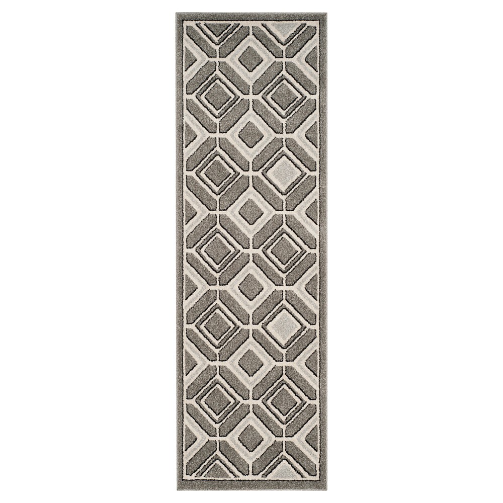 2'3inx7' Runner Gray/Light Gray Geometric Loomed - Safavieh