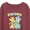 Women's - Pokémon - Kanto Starters Lightweight French Terry Wide Neck Long Sleeve Shirt - 2 of 4