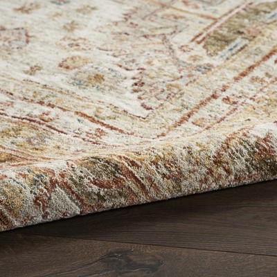 Vintage-Inspired Beige Synthetic 4' x 6' Persian Rug