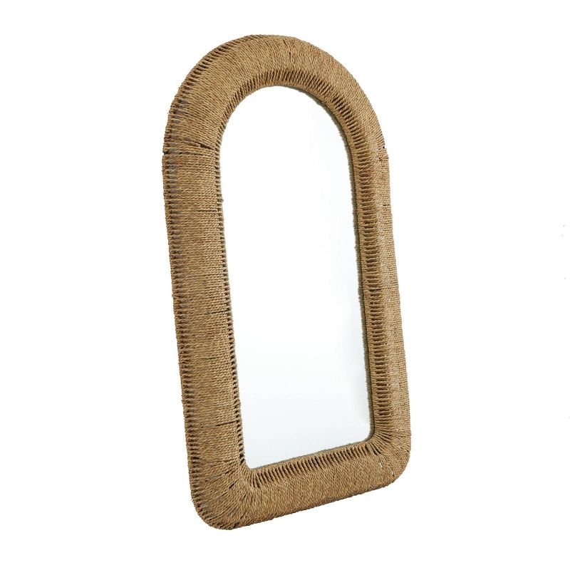 Bohemian Iron Metal Window Pane Inspired Wall Mirror with Arched Top Brown - Olivia &#38; May, 1 of 6