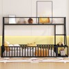 Floor Bed Frame, Metal Platform Bed with Safety Guardrails & Desk and Storage Shelves, Playhouse Bed Frame for Bedroom Playroom - 2 of 4