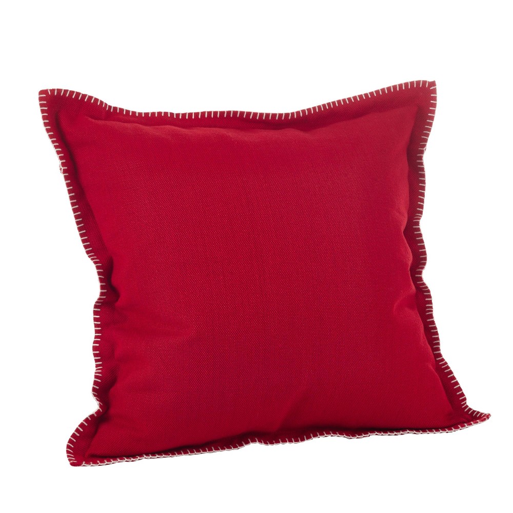 Photos - Pillow 20"x20" Whip Stitched Flange Design Throw  Red - Saro Lifestyle