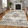 Washable Vintage Medallion Rug Non Slip Low Pile Rug Soft Throw Floor Cover Foldable Indoor Carpet for Living Room Bedroom - 2 of 4