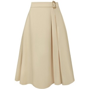 INSPIRE CHIC Women's High Waist Pleated Front Business Casual Work Flare A-Line Skirts - 1 of 4