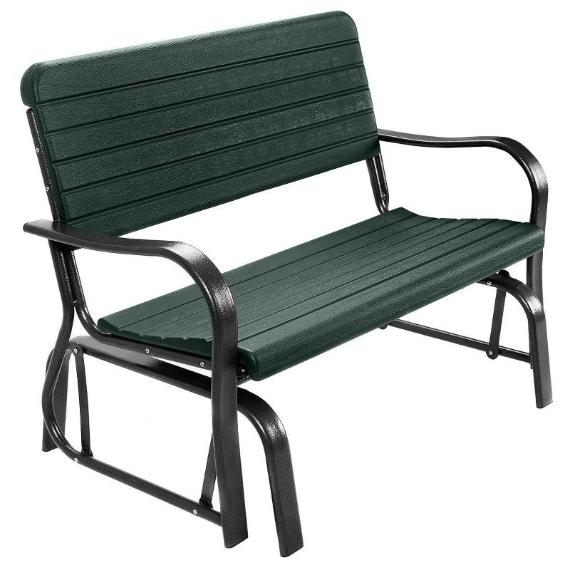 Costway Outdoor Patio Swing Porch Rocker Glider Bench Loveseat Garden Seat Steel New Borwn/Green, 2 of 11
