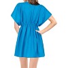 LA LEELA Women's Loose Beachwear Mini Bathing Suit Wraps Swim Cover Up Summer Bikini Dress X-Large-XX-Large Blue, Solid - 2 of 4
