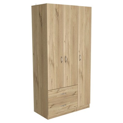 NicBex 71.10"H Armoire Wardrobe Closet Storage Cabinet with 3 Doors & 2 Drawers & Shelves for Bedroom