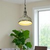 Rustic Pendant Light Fixture in Distressed Cream and Black Finish, Vintage Style Dome Shade, 9.25" Diameter, 1pc - 4 of 4