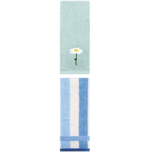 REGALWOVEN Chic Pattern Cotton Soft Absorbent Hand Towels for Bathroom 13" x 30"/13" x 29" 2 Pcs - 1 of 4