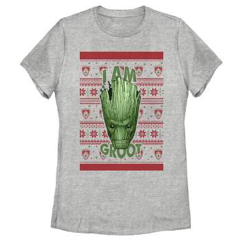 Women's Marvel Ugly Christmas Guardians of the Galaxy Groot Portrait T-Shirt