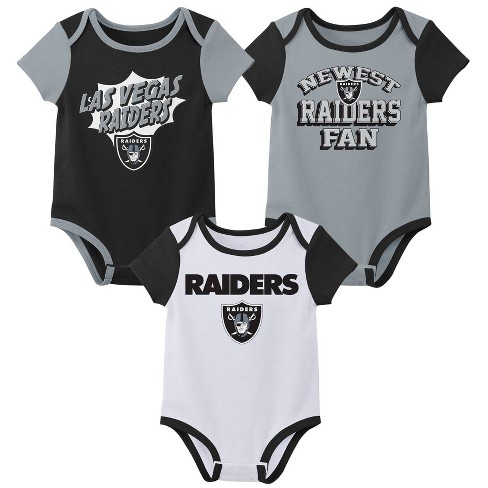 NFL Las Vegas Raiders Infant Boys' AOP 3pk Bodysuit - 0-3M