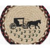 Earth Rugs Amish Buggy Round Trivet 10"x10" – Rustic Braided Jute with Vintage Horse & Carriage Print - 3 of 3