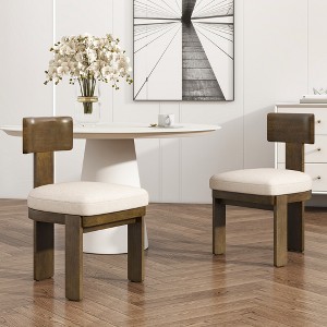 Christopher Knight Home Gaynor Mid-Century Modern Rubberwood Chenille Upholstered Dining Chairs(Set of 2) - 1 of 4