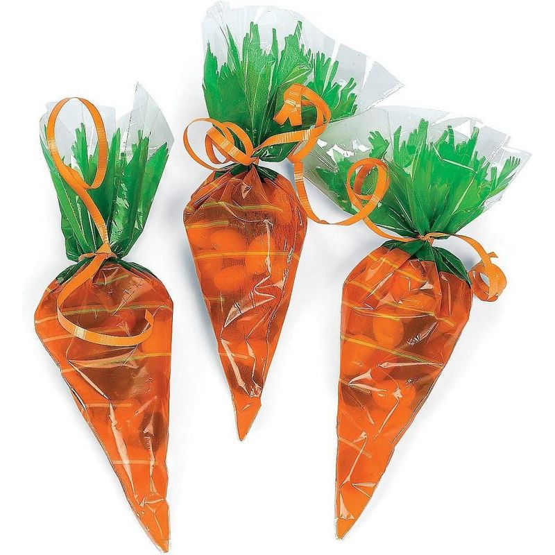 Fun Express Cellophane Carrot-Shaped Goody Bags, Party Favors 12pack., 1 of 4