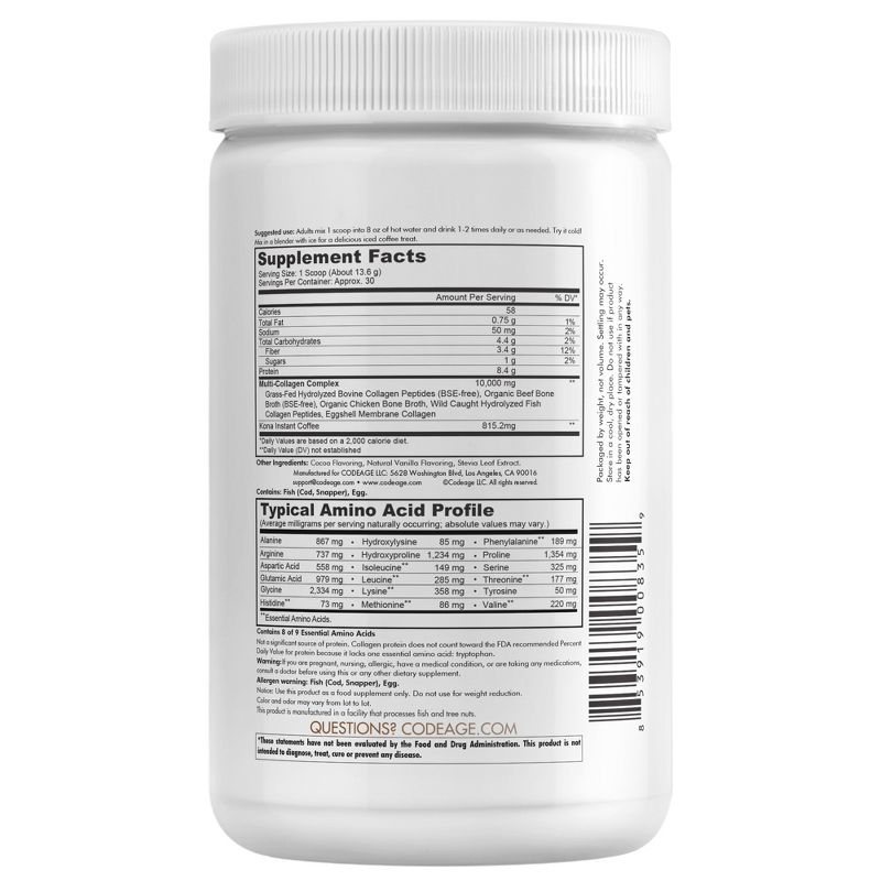 Codeage Multi Collagen Peptides Mocha Powder, Grass-Fed, Hydrolyzed Collagen Protein Supplement - 14.39 oz, 5 of 8