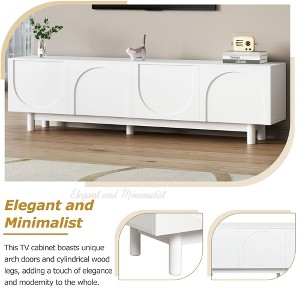 Optimized TV Stand with Arch Door for TVs Up to 78'', Modern Entertainment Center with Hard Wood Legs, Media Console - 1 of 4