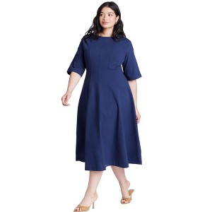 ELOQUII Women's Plus Size Seam Detail Ponte Work Dress - 1 of 3