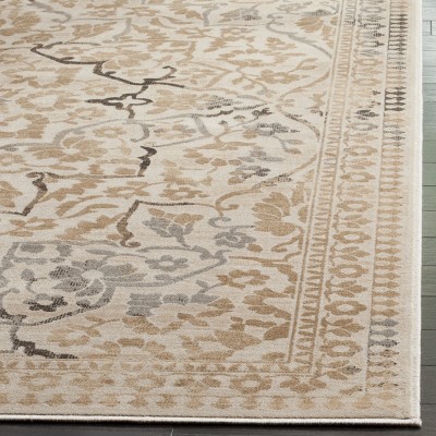 Vintage Cream and Beige Viscose Rectangular Area Rug