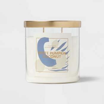 2-Wick 15oz Glass Jar Candle Blue Label Pumpkin Label White Pumpkin Coconut - Opalhouse™