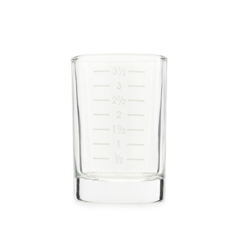 True Slam Tall Glass Shot Glasses, Prinked Half Oz. Measurements