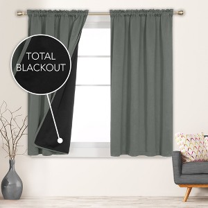 Deconovo ModernLuxury BlackOut RodCurtains For LivingRoom or BedRoom，Easy Clean,2Panels - 1 of 4